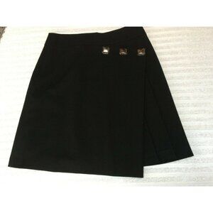 Rodika Zanian Womens A-Line Faux Wrap Skirt - Size 40 - Black Stretch Lined